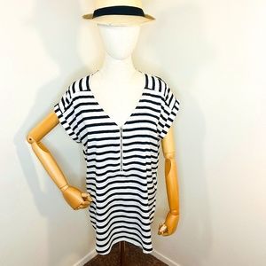 Striped Blouse with front zipper.     Pre owned